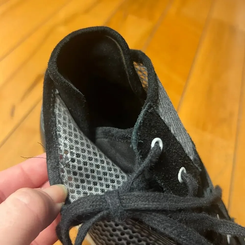 L.A.M.B. Black Leather Mesh Lace Up Wedge Sneakers Size 7